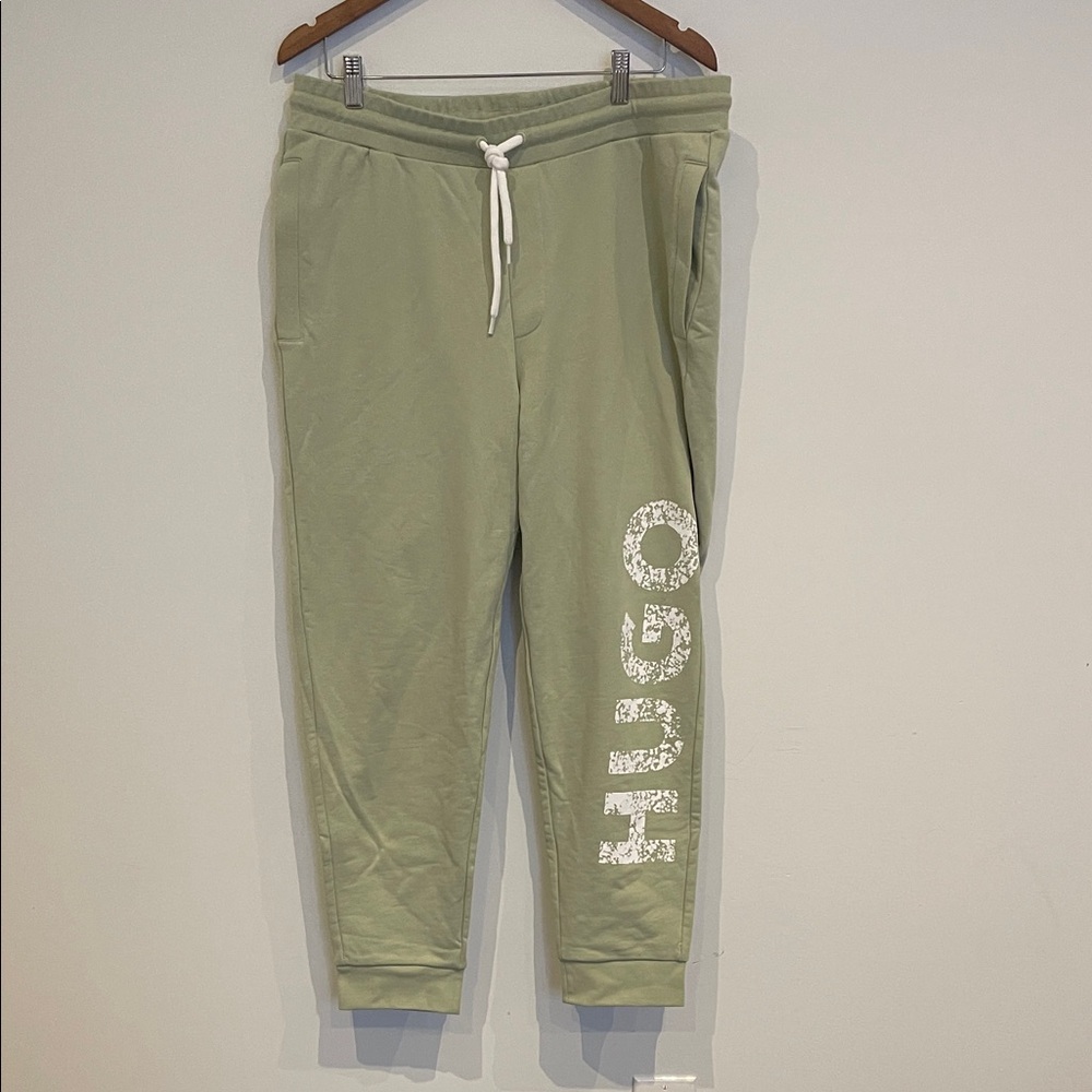 HUGO Olive Jogger Pants with White Logo